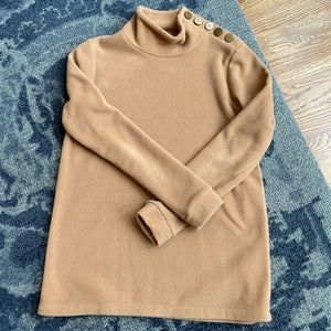 Dudley Stephens Bailiwick Button Turtleneck, Camel, XS, Made in the USA